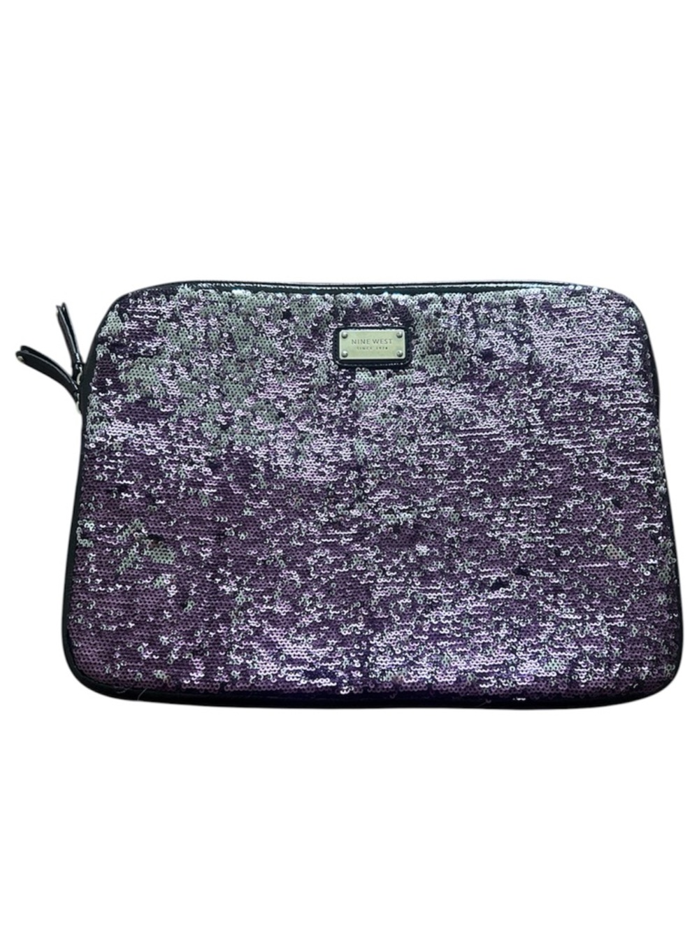 Nine West Purple Silver Sequin Padded 14” Laptop Bag EUC